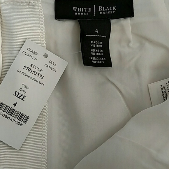 White House Black Market Tweed Boot Mini Skirt In Black Ecru Grey Size 4 NWT - Picture 4 of 8